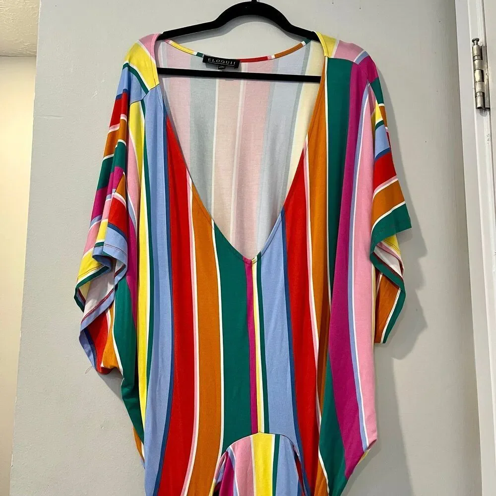 ELOQUII Rainbow Wrap Around Dress size 28 Plus